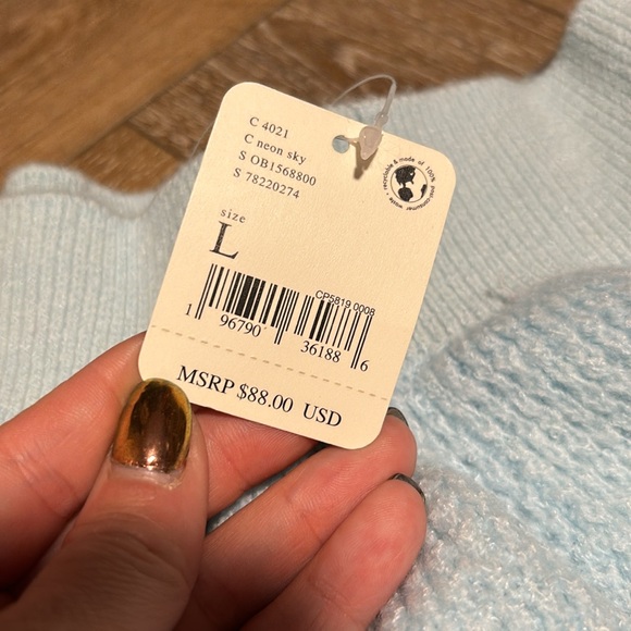 NWT Free People Intimately C.O.Z.Y Waffle Knit Pants Neon Sky - Picture 4 of 4